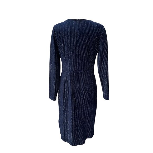 Julia Jordan Navy Glitter Wrap Dress Sz 8 Long Sleeve Sparkle Bodycon Cocktail - Picture 5 of 12